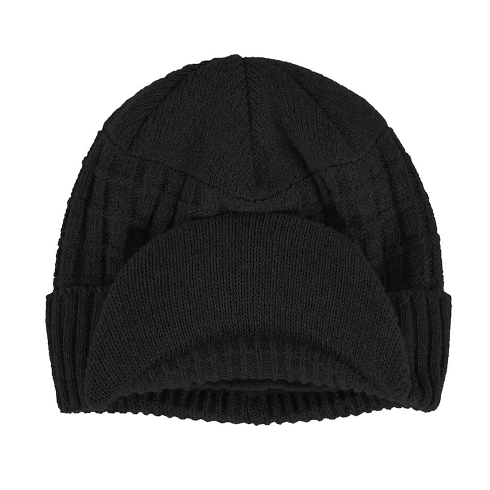 Women's Soft Knitting Visor Beanie Winter Hat with Brim